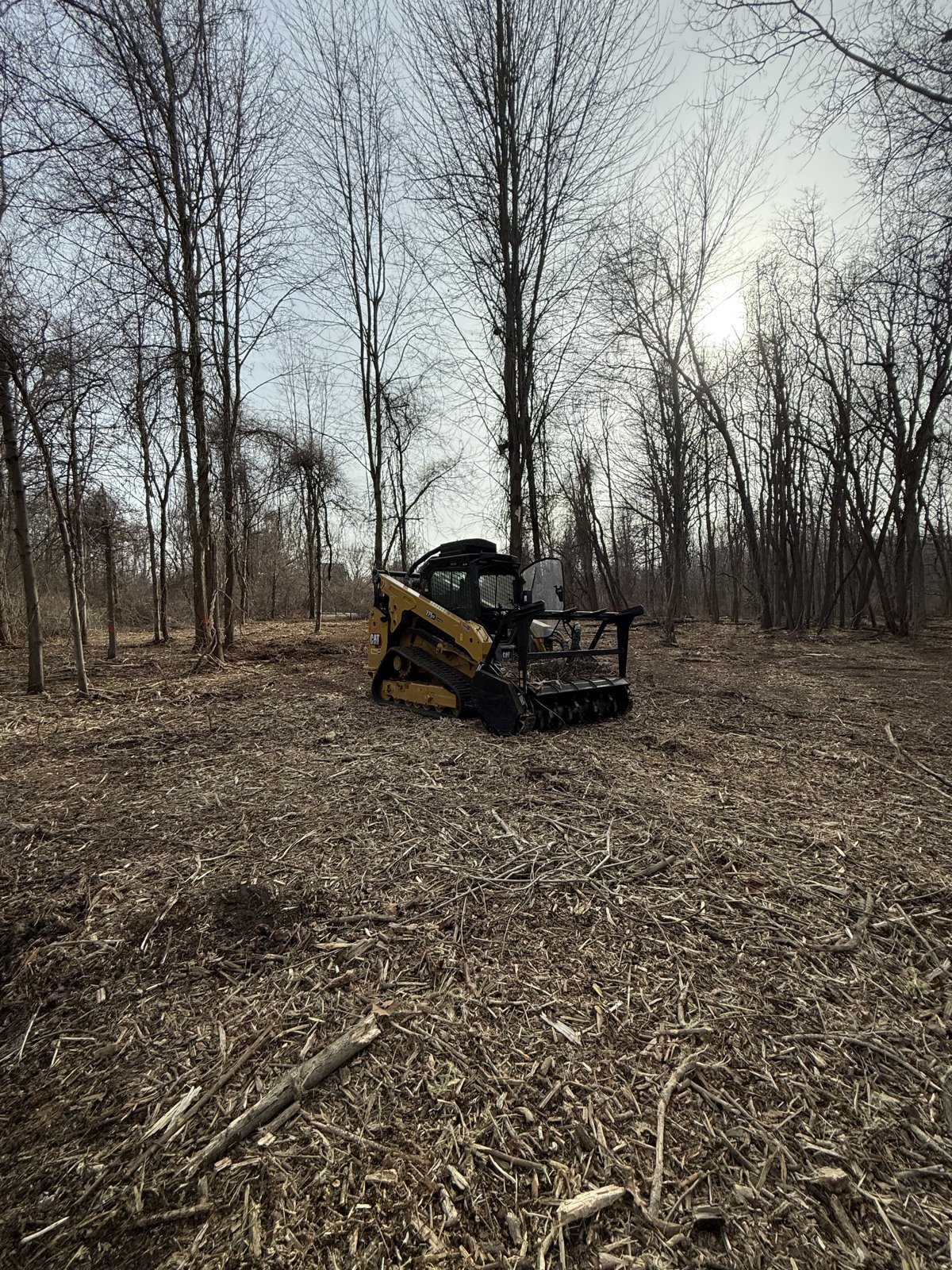 Cat 275XE forestry mulcher on cleared ground